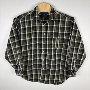 Y2K Tommy Jeans Mens Plaid Flannel Long Sleeve Button Up Shirt XL